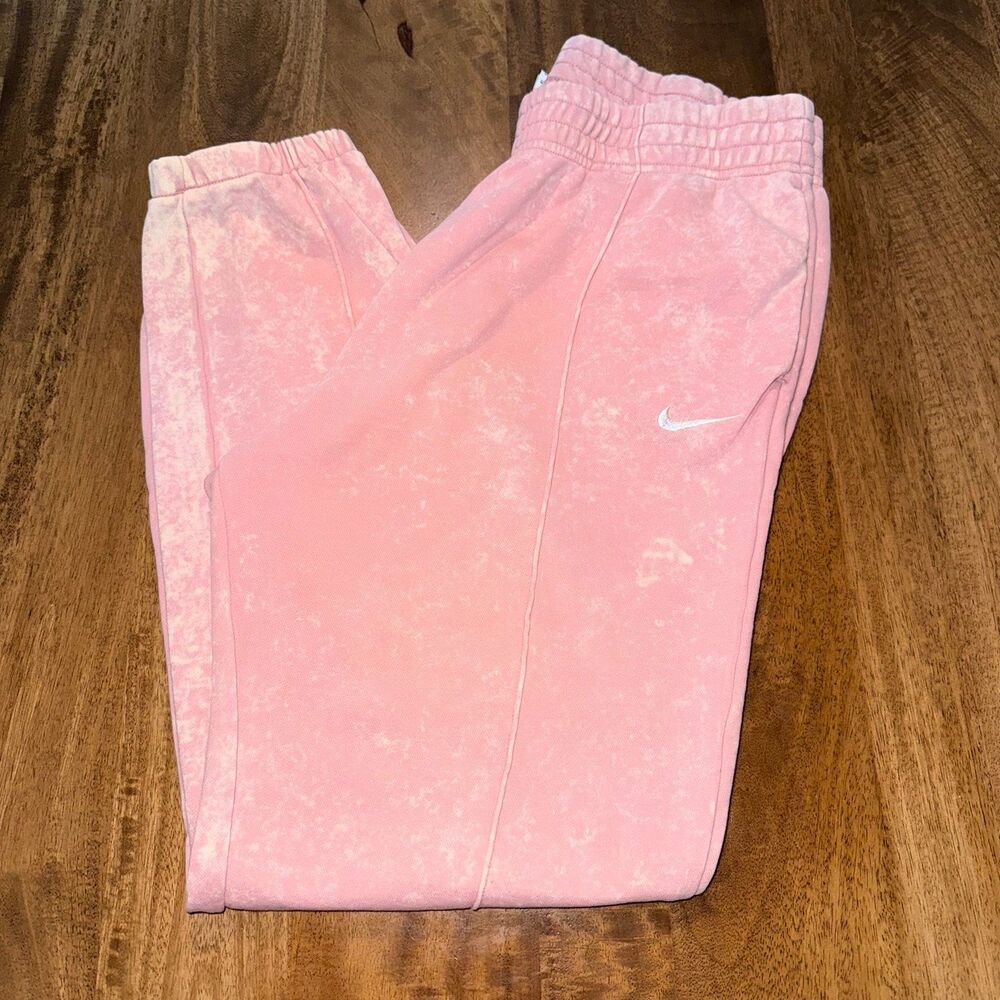 Nike Women’s Pink Acid Wash Fleece Joggers Sweatpants Size M
